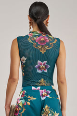 ISLAND TIME SLEEVELESS MESH BODYSUIT