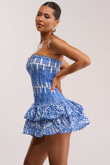 SUMMER OF LOVE SMOCKED EYELET STRAPLESS MINI DRESS