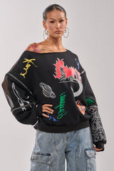 DEEP THOUGHTS OVERSIZED GRAPHIC SWEATSHIRT