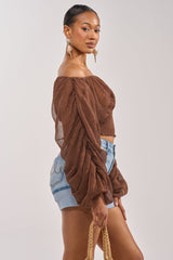 DIVINE RIGHT LONG SLEEVE BLOUSE IN BROWN