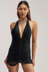 DID SOMEONE SAY FIERCE FRINGE MINI DRESS IN BLACK