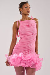 PRINCESS PEPLUM MINI DRESS IN PINK