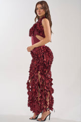 BEST DRESSED FLOCKED MAXI DRESS