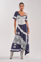 BOX SUITE LACE JERSEY MAXI DRESS