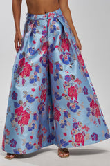 BUY MYSELF FLOWERS BROCADE TROUSER IN BLUE