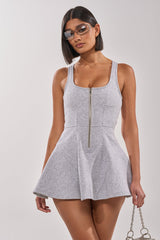 MATCH POINT MINI DRESS IN HEATHER GREY