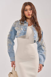 BILLIONAIRE BELLE EMBELLISHED DENIM JACKET