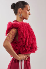 MODERN JAM SWEATSHIRT WITH TULLE IN BURGUNDY