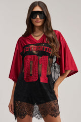 IT GIRL LACE JERSEY DRESS