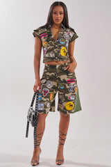 DOWN FOR SOME FUN CAMO BERMUDA SHORT