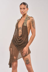 MAKE A MESS KNIT MINI DRESS IN OLIVE