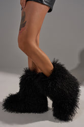 AZALEA WANG AZAD BLACK MOHAIR FLAT BOOTIE