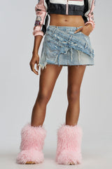 AZALEA WANG AZAD PINK MOHAIR FLAT BOOTIE
