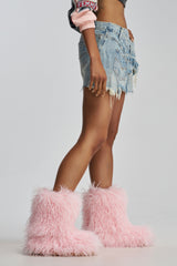 AZALEA WANG AZAD PINK MOHAIR FLAT BOOTIE
