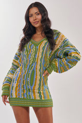 FEELIN COZY V-NECK SWEATER DRESS