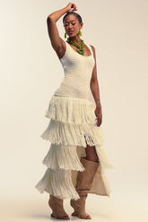 ROGUE HEART KNIT FRINGE MAXI DRESS