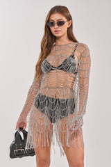 BACKSTAGE PASS METAL BODY CHAIN MINI DRESS