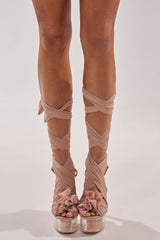 AKIRA GOLD BEAUDEN TAN PLATFORM TIE SANDAL