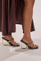 AZALEA WANG BESSIE CHOCOLATE CROC GOLD EMBELLISHED WEDGE SANDAL