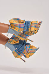 AZALEA WANG BIRDSONG YELLOW PLAID SNAP BOOTIE