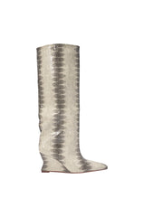 AZALEA WANG BRUN GREY SNAKE WEDGE BOOT