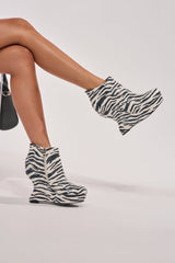 AZALEA WANG ZEBRA PU PRINT WEDGE BOOTIE