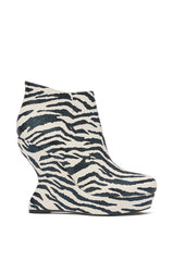 AZALEA WANG ZEBRA PU PRINT WEDGE BOOTIE