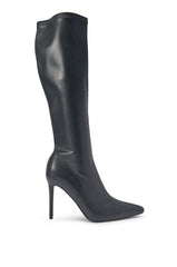 AZALEA WANG CALANA BLACK 4 WAY STRETCH PU STILETTO BOOT
