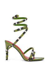 AKIRA GOLD CITLALI GREEN SNAKE COIL SANDAL