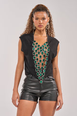 EMERALD BABY RHINESTONE TEE
