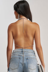 SILVER CASCADE RHINESTONE TOP