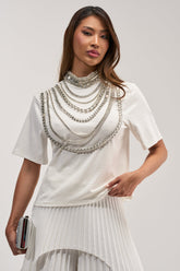 ROYALTY RHINESTONE TEE IN WHITE