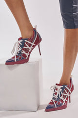 AZALEA WANG CROSS WALK BURGUNDY STILETTO SNEAKER HEEL