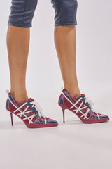 AZALEA WANG CROSS WALK BURGUNDY STILETTO SNEAKER HEEL