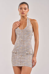 LOWKEY FIRE TWEED MINI DRESS IN LILAC
