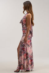 NO APOLOGIES ABSTRACT MAXI DRESS IN CHEETAH MULTI