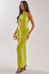 SECOND DATE BODYCON SHINE MAXI DRESS IN CHARTRUESE