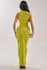 SECOND DATE BODYCON SHINE MAXI DRESS IN CHARTRUESE
