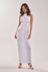 SECOND DATE BODYCON SHINE MAXI DRESS IN WHITE