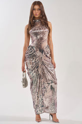STANDING MY GROUND MOCK NECK MAXI DRESS
