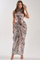 STANDING MY GROUND MOCK NECK MAXI DRESS