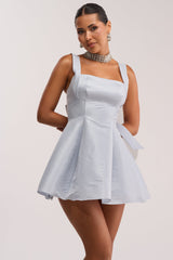 BEST TIME OF THE YEAR SATIN MINI DRESS IN BABY BLUE