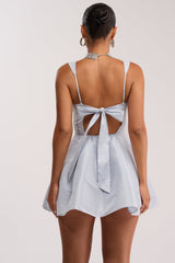 BEST TIME OF THE YEAR SATIN MINI DRESS IN BABY BLUE