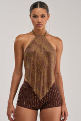 GOLDEN GLAM RHINESTONE TOP
