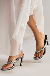 AKIRA GOLD DELYSE TIGER WHITE PRINT PU SLIP ON STILETTO SANDAL