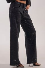 DEMI EMBELLISHED RELAXED DENIM IN BLACK