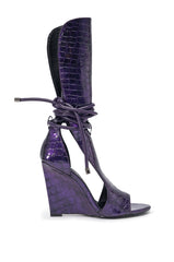 AZALEA WANG DOUMA PURPLE CROC WEDGE SANDAL