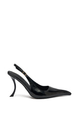 AZALEA WANG EMANUELA BLACK NOVELTY SLING BACK PUMP