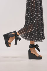 AZALEA WANG EMEKA BLACK WEDGE SANDAL