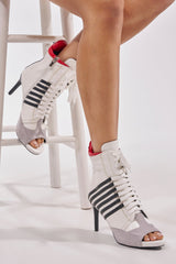 AZALEA WANG EOWYN WHITE MULTI OPEN TOE STILETTO BOOTIE